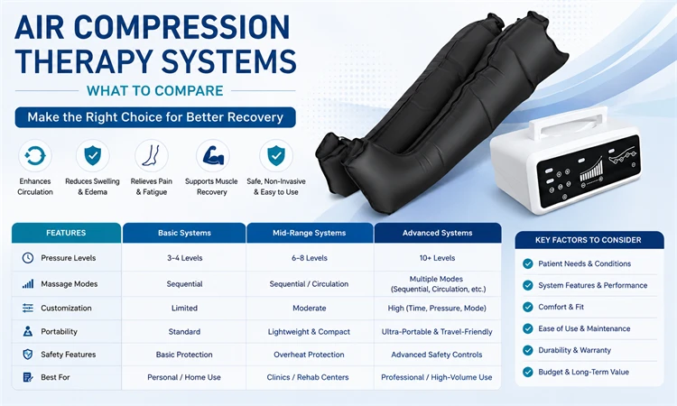 Air Compression Therapy Systems for Rehabilitation Clinics: What to Compare 2 Air Compression Therapy Systems for Rehabilitation Clinics